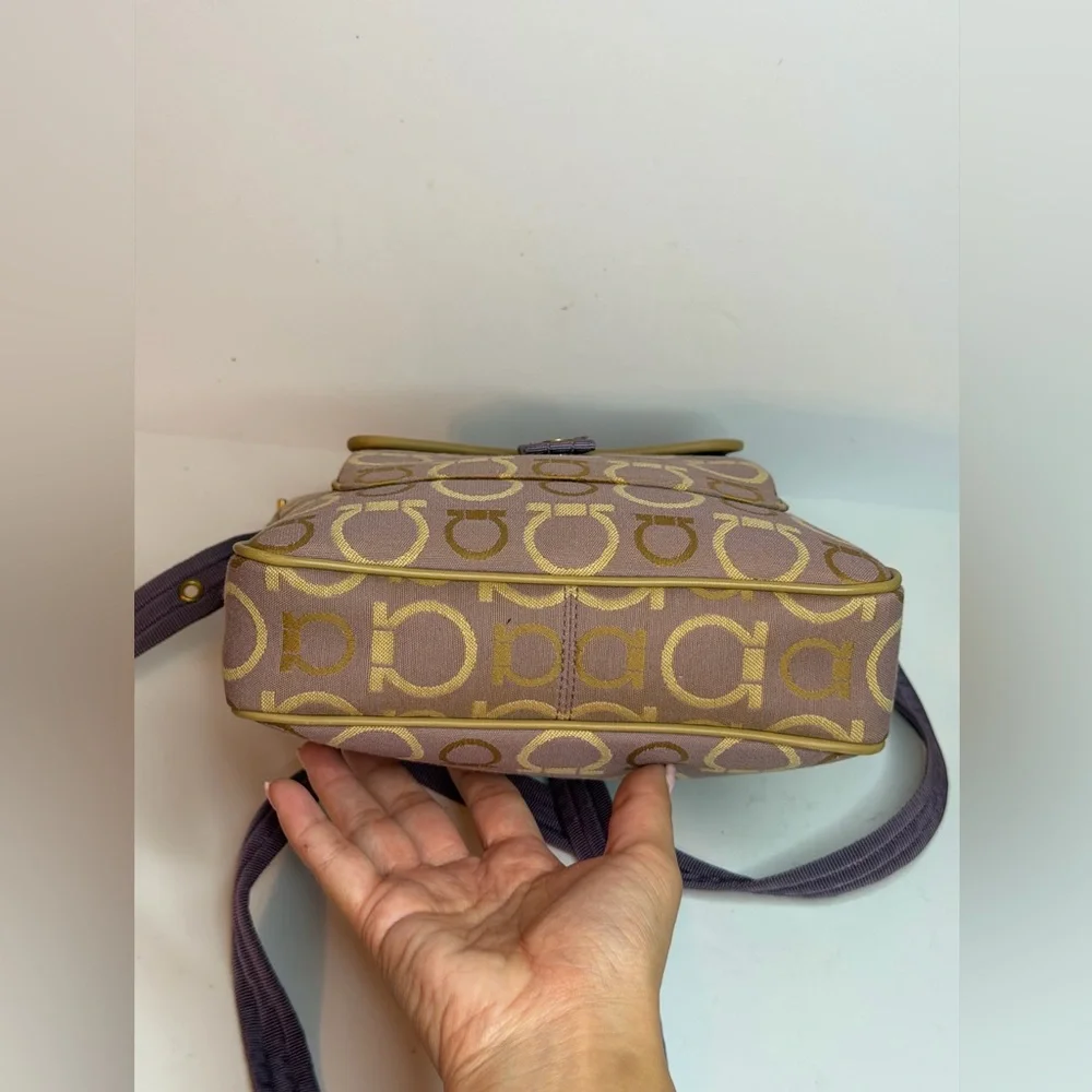 Salvatore Ferragamo Ferra Camera Gancini Canvas Crossbody Bag - Picture 5 of 13